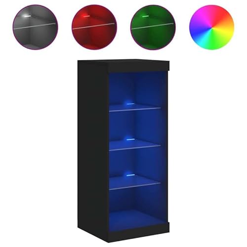 Eleganz Sideboard mit -Leuchten Schwarz 41x37x100 cm - Modernes Wohnzimmermöbel Set mit Beleuchtung, Stauraum Lösung für Kleine Räume von Eleganz