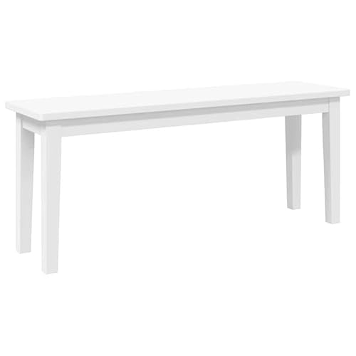 Eleganz Sitzbank 110 cm Weiß Massivholz Gummibaum - Stabile Gartenbank für Terrasse & Wohnzimmer, Langlebig & Wetterfest - Perfekt für kleine Räume von Eleganz