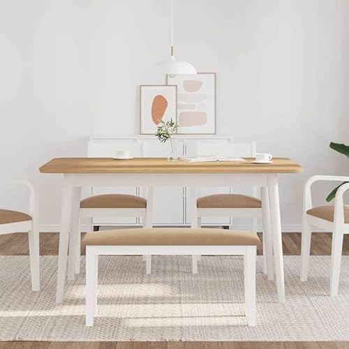 Eleganz Sitzbank 90 cm Weiß aus Massivholz - Stabile Gartenbank für Terrasse & Balkon - Langlebige Holzbench mit Gummibaum-Optik - Perfekt für Outdoor & Indoor von Eleganz