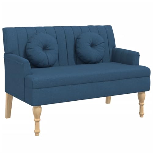 Eleganz Sitzbank mit Kissen Blau 113x64,5x75,5 cm - Stoffbezug aus 100% Polyester, Robustes Sperrholz & massives Gummibaumholz - Perfekt für Wohnzimmer, Flur oder Schlafzimmer - Stilvoll & langlebig von Eleganz