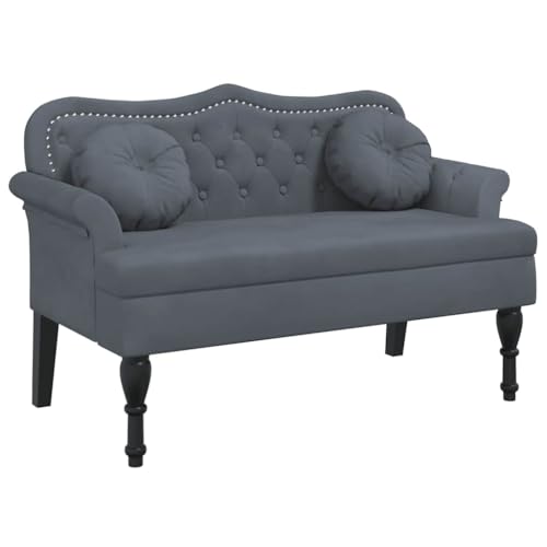 Eleganz Sitzbank mit Kissen Dunkelgrau 120,5x65x75 cm – Samtbezug aus 100% Polyester, Sperrholz & massivem Kautschukholz – Perfekt für Wohnzimmer & Flur von Eleganz