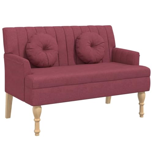 Eleganz Sitzbank mit Kissen Weinrot, Stoffbezug (100% Polyester), sperrholz & massives Gummibaumholz, kompakt für kleine Räume, langlebig & stilvoll von Eleganz