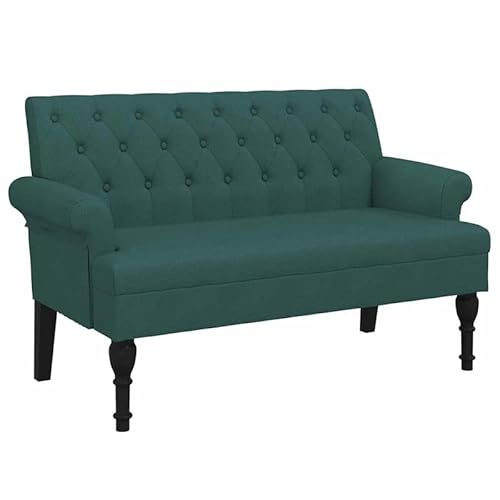Eleganz Sitzbank mit Rückenlehne Dunkelgrün 120x62x75,5 cm - Stoffbezug (100% Polyester) & Massivholzrahmen - Ideal für Wohnzimmer, Esszimmer oder Flur - Langlebig & Bequem von Eleganz