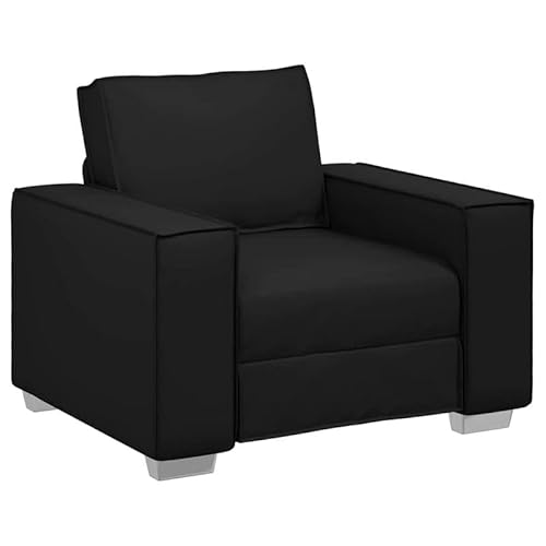 Eleganz Sofa Sessel 59 cm - Moderner Kunstleder Sessel mit Kissen in Schwarz - Bequem & Langlebig für Wohnzimmer, Büro oder Gästezimmer von Eleganz