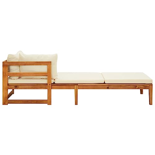 Eleganz Sonnenliege mit Armlehne aus massivem Akazienholz & Ölfinish, 100% Polyesterstoff - Langlebiges Gartensitzmöbel für Terrasse & Garten von Eleganz