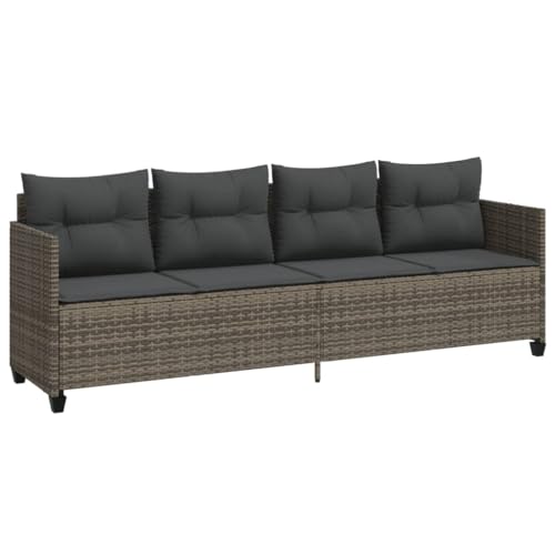 Eleganz Sonnenliege mit Kissen Grau - PE-Rattan & pulverbeschichteter Stahl - Gartenbetten für Terrasse und Garten - Robust und Wetterfest von Eleganz