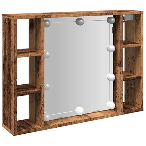 Eleganz Spiegelschrank Altholz-Optik 76cm - Wohnzimmermöbel-Set mit Beleuchtung, Stauraum-Lösung für kleine Räume & Moderne Einrichtung von Eleganz