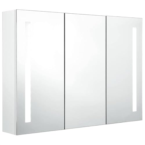 Eleganz -Spiegelschrank Bad 89x14x62 cm - Weiß Glänzend - MDF mit Melamin-Beschichtung & Glas-Spiegel - Stilvoll & Platzsparend fürs Badezimmer von Eleganz