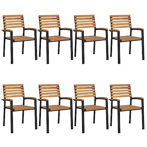 Eleganz Stapelbare Gartenstühle aus Massivholz Akazie & Metall – 8 STK. für Terrasse & Garten, langlebig & platzsparend, ideal für Familien & Outdoor-Partys von Eleganz