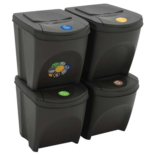 Eleganz Stapelbare Mülleimer 4 Stk. Grau 100 L aus Polypropylen - Platzsparend & langlebig für Küche, Büro oder Garage - Praktische Abfallbehälter Set Eleganz Stapelbare Mülleimer 4 Stk. Grau 100 L aus Polypropylen - Platzsparend & langlebig für Küche, Büro oder Garage - Praktische Abfallbehälter Set von Eleganz
