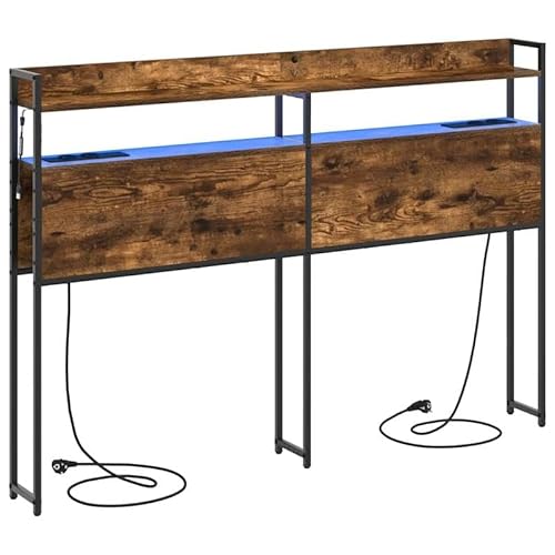 Eleganz Stauraum-Kopfteil mit Regal aus Räuchereiche 135 cm - Platzsparendes HEADBOARD mit stylischem Regal für mehr Ordnung im Schlafzimmer - Holzwerkstoff langlebig und pflegeleicht von Eleganz