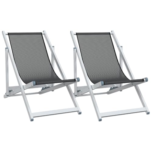 Eleganz Strandstühle 2er Set Klappbar Grau - Leichtes Aluminium & Textilene - Perfekt für Garten, Strand & Camping - Robust & Kompakt von Eleganz