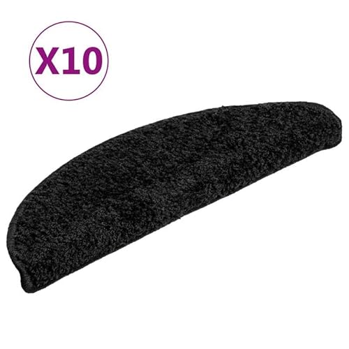 Eleganz Stufenmatten 10 STK. 56x17x3 cm Schwarz - Getuftete Teppiche aus 100% PP für Treppen, rutschfest und langlebig, ideal für Haushalte mit Kindern und Haustieren von Eleganz