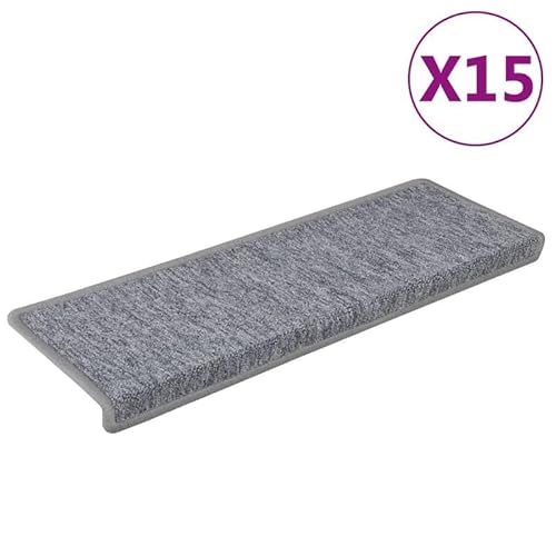 Eleganz Stufenmatten 15 STK. 65x21x4 cm Weiß und Grau - Hochwertige Teppiche aus 100% Polypropylen für Treppen, langlebig und pflegeleicht, ideal für Familien und kleine Wohnungen von Eleganz