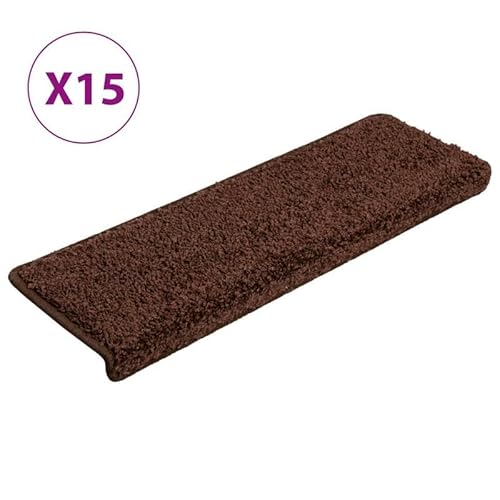 Eleganz Stufenmatten 15 STK. aus 100% Polypropylen - Rechteckiger Rand, rutschfest & langlebig - Ideal für Treppen, Flure & Eingangsbereiche - Braun von Eleganz