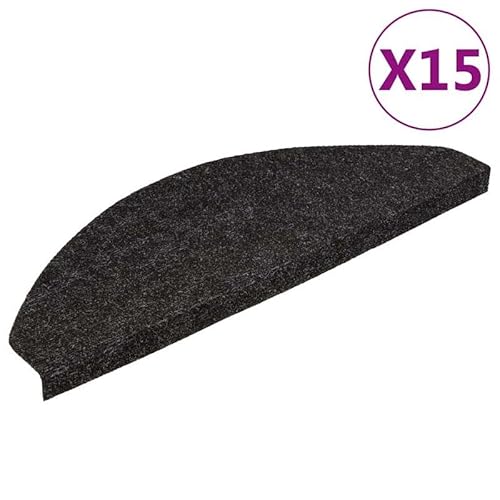 Eleganz Stufenmatten Selbstklebend 15 STK. - Nadelfilz (95% PES, 5% PP) - Anthrazit - rutschfeste Treppenmatten für Inneneinsatz - Ideal für Haus und Wohnung von Eleganz