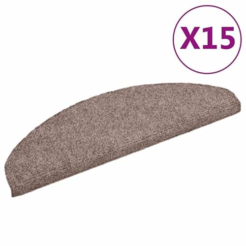 Eleganz Stufenmatten selbstklebend 15 STK. - Nadelvlies Teppiche (100% Polypropylen) - Halbrund, Creme, 65x21x4 cm - rutschfeste Treppenmatten für sichere Stufen - Ideal für Haushalt, Büro & Gewerbe von Eleganz