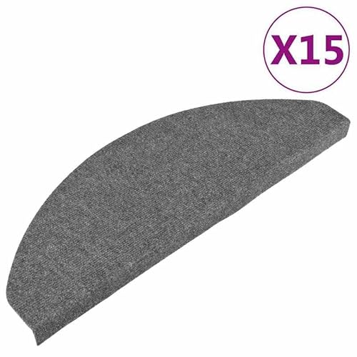 Eleganz Stufenmatten selbstklebend 15 Stück, Nadelfilz (95% PES, 5% PP), 65x22,5x3,5 cm Grau - rutschfeste Treppenmatten für sichere Stufen, ideal für Haus und Büro von Eleganz