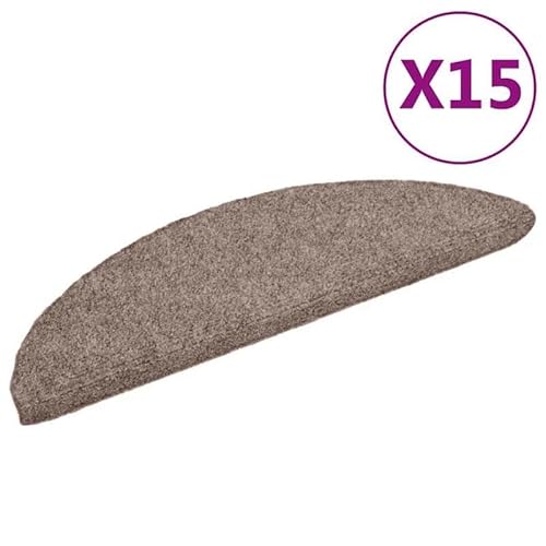 Eleganz Stufenmatten selbstklebend aus Nadelvlies - 15 Stück (56x17x3 cm, Creme, Halbrund) - rutschfeste Treppenmatten für sichere Stufen - ideal für Haushalt, Büro & Gewerbe von Eleganz