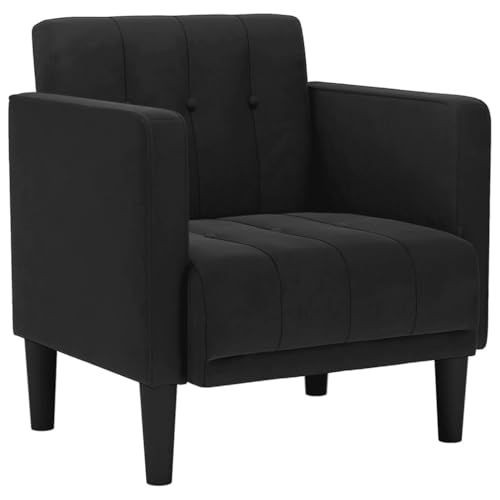 Eleganz Stuhl mit Armlehnen - 53 cm Samt Schwarz - Bequemer Sessel für Wohnzimmer & Schlafzimmer - Moderne & Langlebige Designerstücke von Eleganz