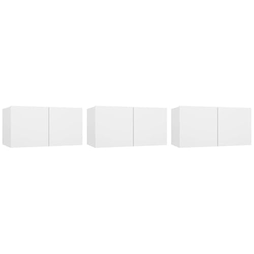 Eleganz TV-Hängeschränke 3 Stück Weiß 60x30x30 cm - Moderne Aufbewahrung für Lautsprecher & Medien - Platzsparend & Stilvoll für Wohnzimmer & Home-Entertainment von Eleganz