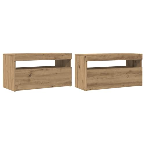 Eleganz TV-Schränke mit -Leuchten 2 STK. aus Holzwerkstoff - Moderner Artisan-Eiche Look für Wohnzimmer & Home-Entertainment von Eleganz
