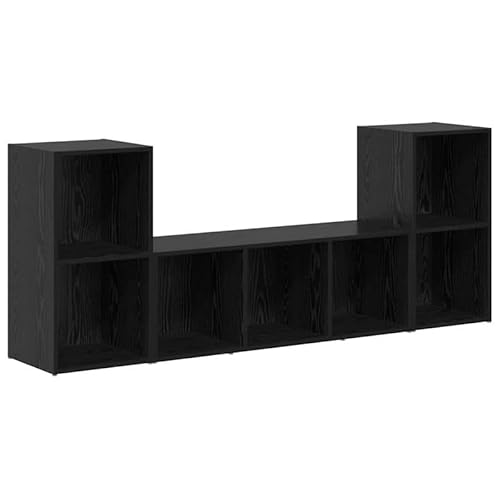 Eleganz TV-Schrank 3-teilig Schwarz aus Holzwerkstoff - Moderner TV-Unterbau für Wohnzimmer, 107 x 35 x 37 cm - Stauraumlosung fur Multimedia-Gerate von Eleganz