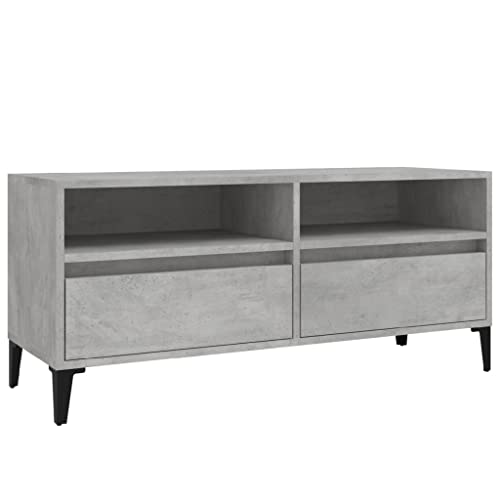 Eleganz TV-Schrank Betongrau 100x34,5x44,5 cm aus Holzwerkstoff & Metall - Moderner TV-Ständer für Wohnzimmer, langlebig & platzsparend von Eleganz