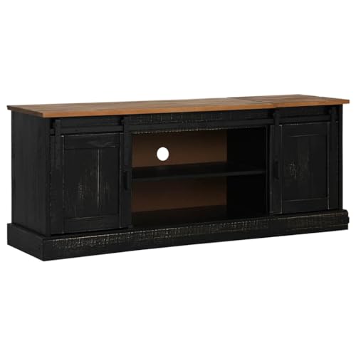 Eleganz TV-Schrank Halden mit 2 Schiebetüren - Massivholz Kiefernholz & Metall - Modern & Langlebig für Wohnzimmer oder Esszimmer - Platzsparend & Stilvoll von Eleganz