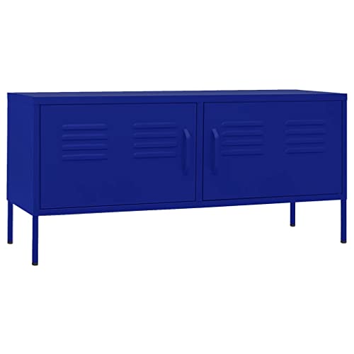 Eleganz TV-Schrank Marineblau 105x35x50 cm aus Stahl - Moderner Lautsprecher-Ständer für Wohnzimmer, robust & platzsparend von Eleganz