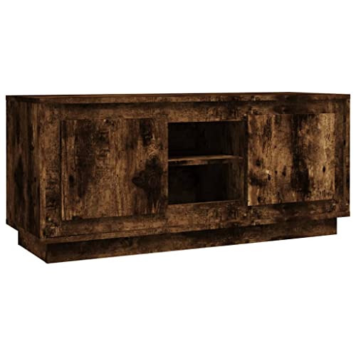 Eleganz TV-Schrank Räuchereiche 102x35x45 cm Holzwerkstoff - Moderner Lautsprecher Unterbau für Wohnzimmer - Stilvolles Möbelstück mit Platzersparnis von Eleganz