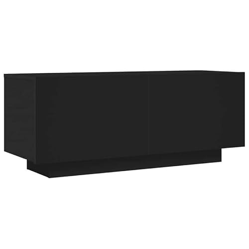 Eleganz TV-Schrank Schwarz 100x35x40 cm aus Holzwerkstoff - Moderner Lautsprecher-Ständer für Wohnzimmer & Home-Entertainment - Stabile Aufbewahrung für TV & Medien von Eleganz