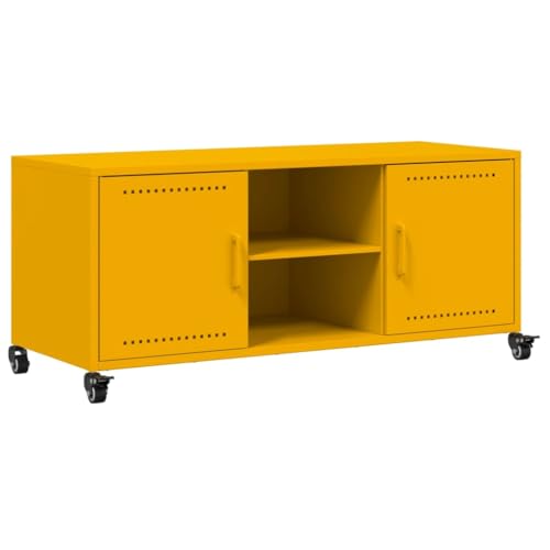 Eleganz TV-Schrank Senfgelb 100,5x39x43,5 cm aus kaltgewalztem Stahl - Moderner Lautsprecher-Ständer für Wohnzimmer, langlebig & stilvoll von Eleganz