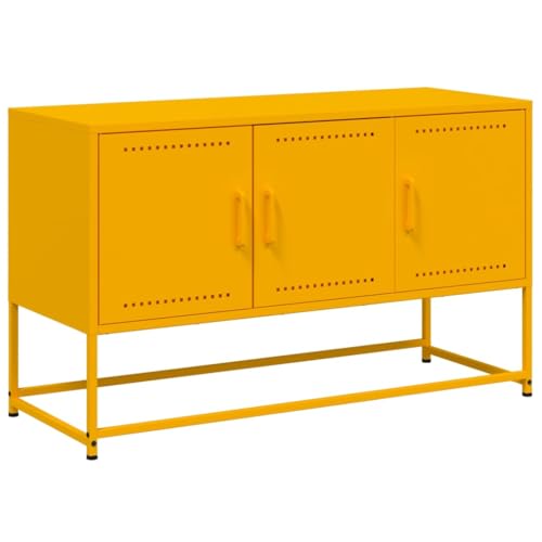 Eleganz TV-Schrank Senfgelb 100,5x39x60,5 cm Stahl - Moderner Lautsprecher-Ständer für Wohnzimmer, Stahlgehäuse, Platzsparend & Langlebig von Eleganz