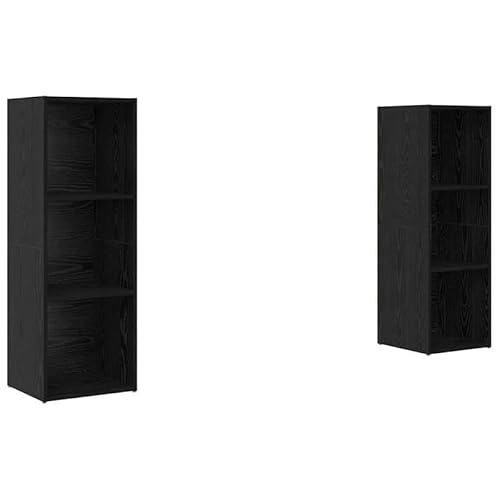 Eleganz TV-Schrank-Set 2-teilig aus Schwarze Eiche Holzwerkstoff - Moderner TV-Schrank mit Stauraum für Wohnzimmer, 107 x 35 x 37 cm, stabil und platzsparend von Eleganz
