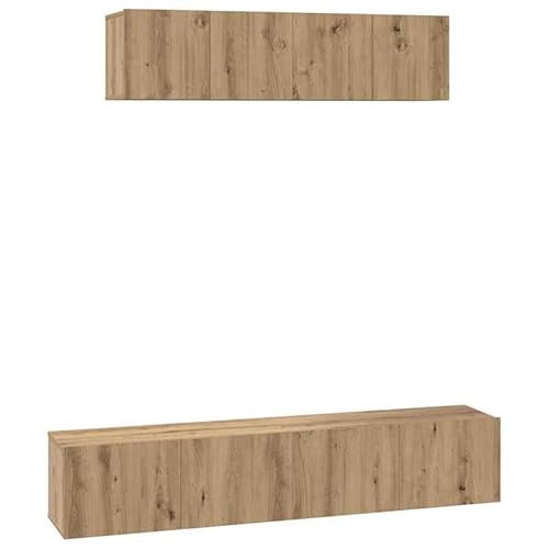 Eleganz TV-Schrank Set 4-TLG. aus Eiche Holzwerkstoff | Moderner Wohnzimmerschrank 80x30x30 cm | Stabile Aufbewahrung für TV & Medien | Ideal für kleine Räume von Eleganz