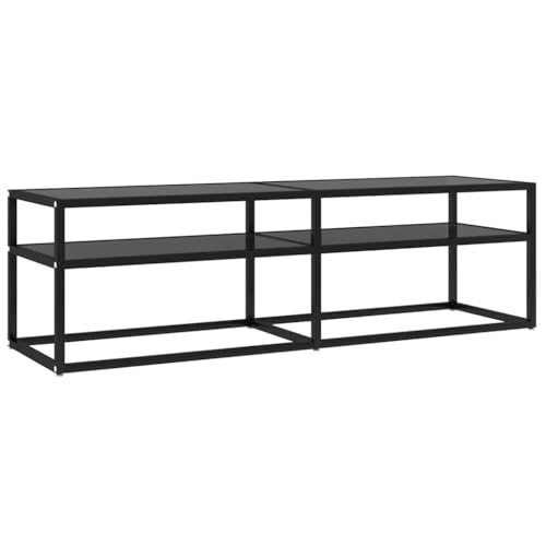 Eleganz TV-Schrank aus Hartglas & pulverbeschichtetem Stahl, 140x40x40,5 cm, modern & stabil, ideal für kleine Wohnungen & Wohnzimmer von Eleganz