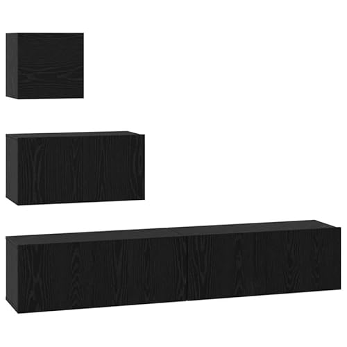 Eleganz TV-Schrank aus Holzwerkstoff in schwarzer Eiche 80x30x30,5 cm - Moderner Wandschrank für Wohnzimmer mit 4 Fächern - Stilvolle Aufbewahrungslösung für TV & Medien Eleganz TV-Schrank aus Holzwerkstoff in schwarzer Eiche 80x30x30,5 cm - Moderner Wandschrank für Wohnzimmer mit 4 Fächern - Stilvolle Aufbewahrungslösung für TV & Medien von Eleganz