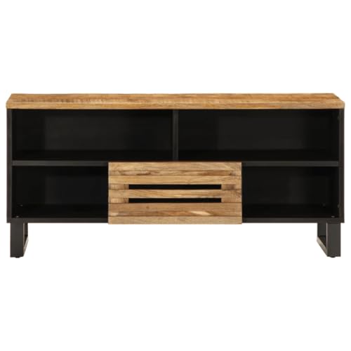 Eleganz TV-Schrank aus rauem massivem Mangoholz & Stahl | Modernes Regalsystem für Wohnzimmer | Robust & langlebig | Unbehandeltes Design für Naturliebhaber Eleganz TV-Schrank aus rauem massivem Mangoholz & Stahl | Modernes Regalsystem für Wohnzimmer | Robust & langlebig | Unbehandeltes Design für Naturliebhaber von Eleganz