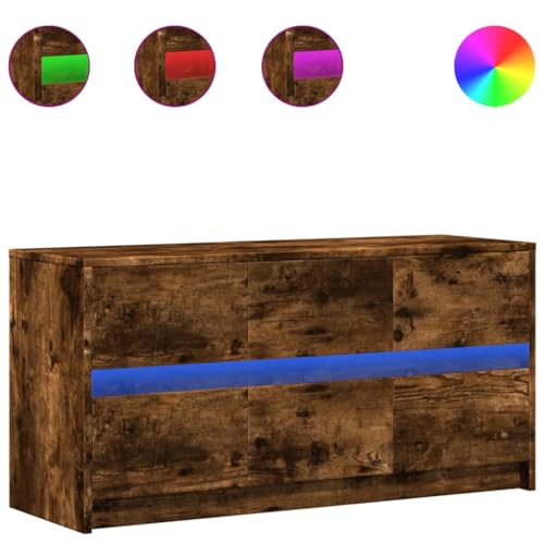 Eleganz TV-Schrank mit -Beleuchtung aus Räuchereiche 100x34x50 cm - Moderner Holzwerkstoff für Wohnzimmer, Stauraum & stilvolle Beleuchtung von Eleganz