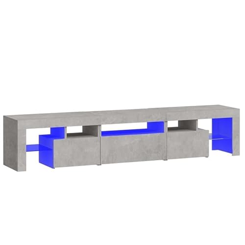 Eleganz TV-Schrank mit -Leuchten aus Holzwerkstoff – Moderner Betongrau TV-Ständer 200x36,5x40 cm für Wohnzimmer & Home-Entertainment – Stilvoll & Funktional von Eleganz