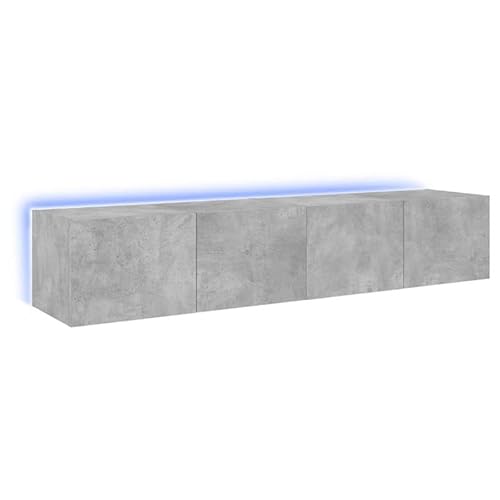 Eleganz TV-Wandschränke mit -Leuchten 2 STK. Betongrau 80x35x31 cm - Moderner Holzwerkstoff Schrank für Lautsprecher & TV, Platzsparend & Stilvoll von Eleganz
