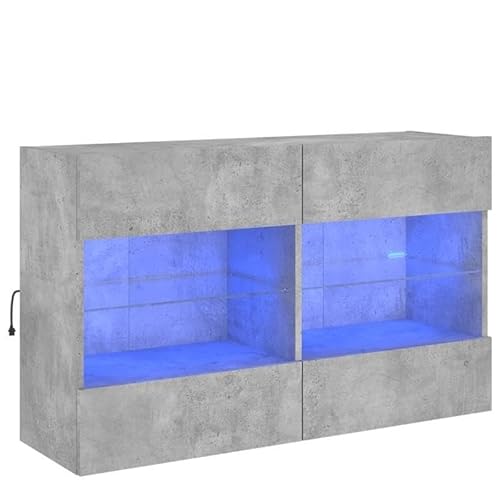 Eleganz TV-Wandschrank mit -Leuchten Betongrau 98,5x30x60,5 cm - Moderner Holzwerkstoff-Schrank für Lautsprecher, Platzsparend & Stilvoll von Eleganz