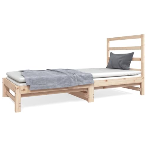 Eleganz Tagesbett Ausziehbar 2X(90x190) cm Kiefer Massivholz - Platzsparendes Kinderbett oder Gästebett mit langlebiger Qualität für kleine Räume von Eleganz