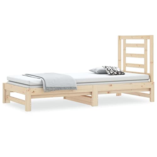 Eleganz Tagesbett Ausziehbar 2X(90x190) cm Massivholz Kiefer - Kinderbett & Gästebett - Platzsparend & Langlebig - Ideal für kleine Räume von Eleganz