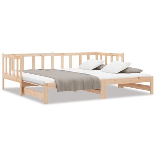 Eleganz Tagesbett Ausziehbar 90x190 cm aus Massivholz Kiefer - Kinderbett & Gästebett mit höhenverstellbarem Lattenrost - Langlebig & Natürlich von Eleganz
