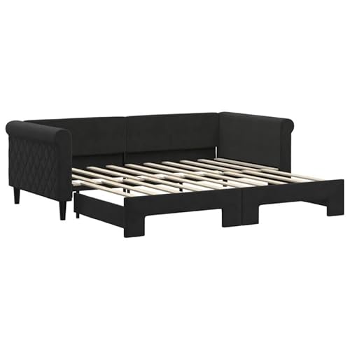 Eleganz Tagesbett Ausziehbar Schwarz 90x190 cm Samt - Modernes Schlafsofa für Wohnzimmer & Gästezimmer, Platzsparend & Bequem Eleganz Tagesbett Ausziehbar Schwarz 90x190 cm Samt - Modernes Schlafsofa für Wohnzimmer & Gästezimmer, Platzsparend & Bequem von Eleganz