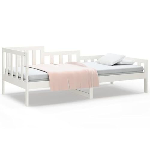 Eleganz Tagesbett Kiefer Massivholz 90x190 cm Weiß - Langlebiges Kinderbett oder Gästebett aus natürlichem Holz für Kinderzimmer oder Wohnbereich von Eleganz