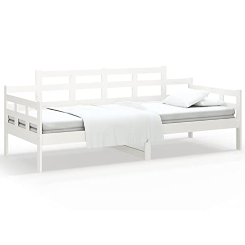 Eleganz Tagesbett Weiß aus Massivholz Kiefer 90x200 cm - Modernes Gästebett oder Kinderbett für kleine Räume - Langlebig & Natürlich von Eleganz