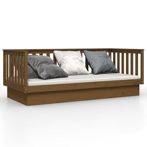 Eleganz Tagesbett aus Massivholz Kiefer 80x200 cm honigbraun | Langlebiges Gästebett oder Kinderbett | Natürliche und stabile Schlafmöbel für kleine Räume von Eleganz